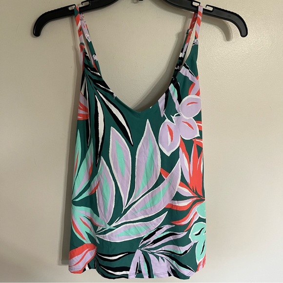 Women’s Anne Cole Tankini Top Tropical Print Cross Straps Size Large - Picture 2 of 12